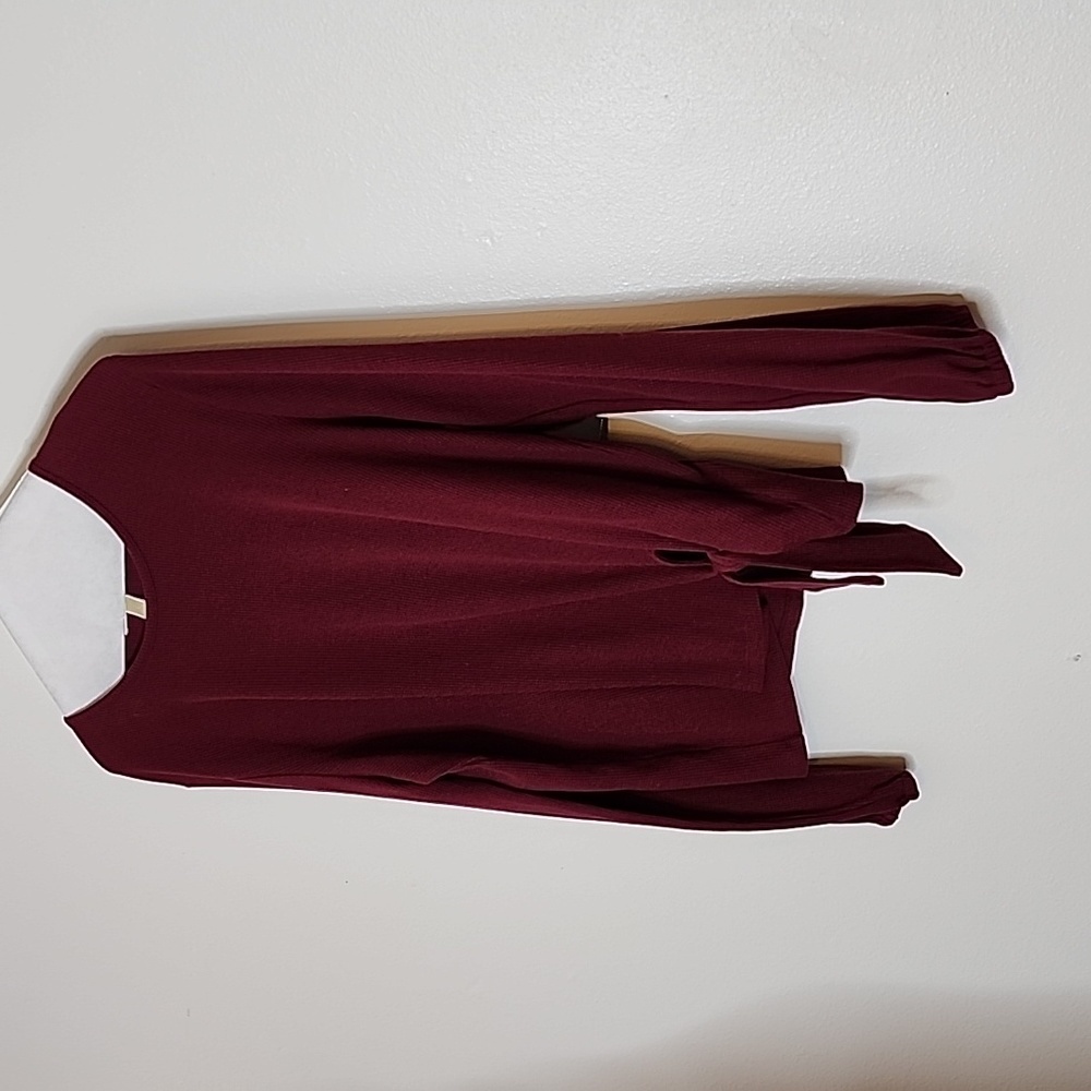 Michael Michael Kors Mini Waffle Top Hip Tie Knot Accent Blouse Designer - Picture 6 of 12